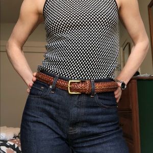 Coach brown woven leather belt